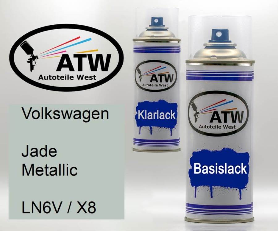 Volkswagen, Jade Metallic, LN6V / X8: 400ml Sprühdose + 400ml Klarlack - Set, von ATW Autoteile West.